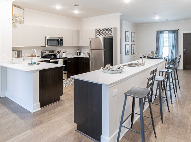 Apartment kitchen with counter seating