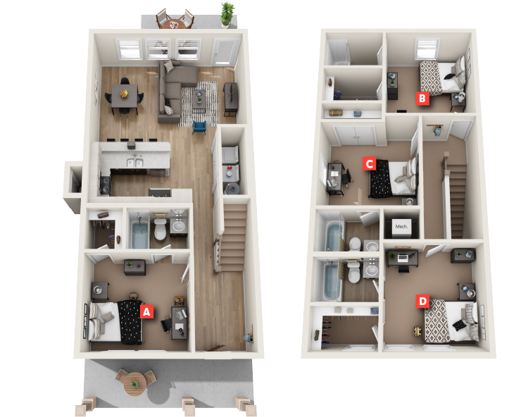 Milledge 3 Furnished-3x3 Floor plan